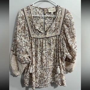 Cleobella Tan/White Flowy Blouse Women’s L